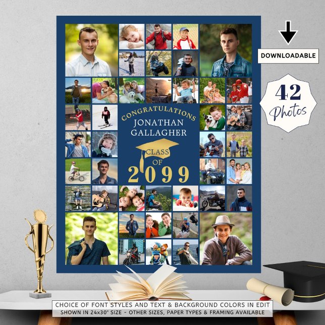 Póster Graduación Felicitaciones 42 Collage de fotos Oro  (Subido por el creador)
