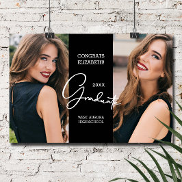 Póster Graduación Felicitaciones Black Modern Photo