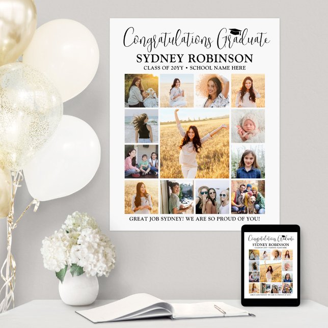 Póster Graduación Felicitaciones Collage de fotos Blanco  (Subido por el creador)
