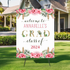 Póster Graduación Floral Clase Luau De 2024 Bienvenida