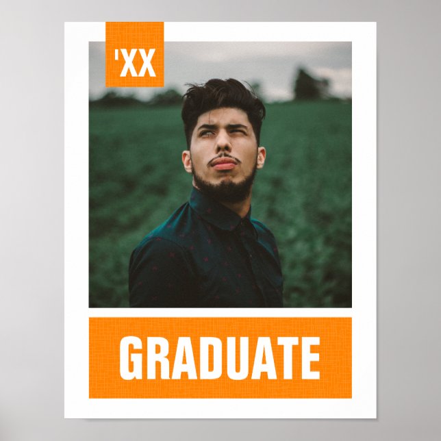 Póster Graduación fotográfica texturizada naranja (Frente)