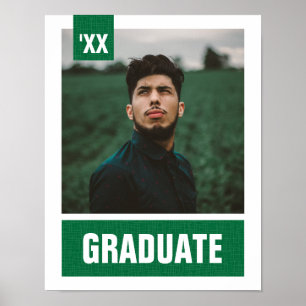 Póster Graduación fotográfica verde moderno texturizada