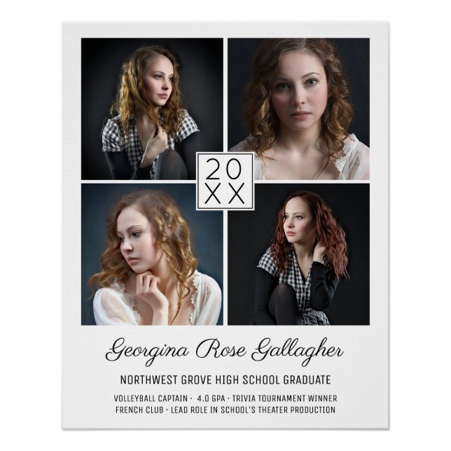 Póster Graduación Mantener el Collage de fotos moderno cl (Anverso)