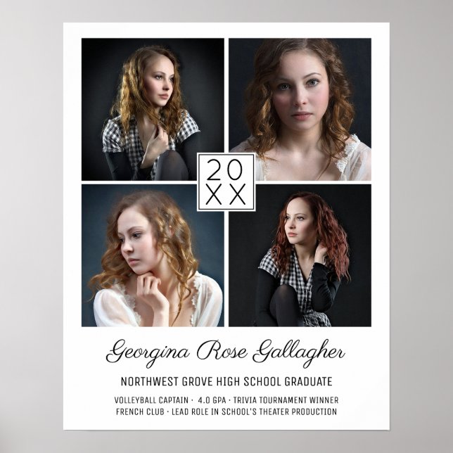 Póster Graduación Mantener el Collage de fotos moderno cl (Frente)