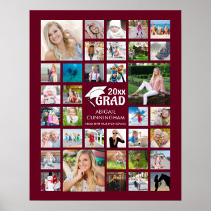 Póster Graduación Maroon 35 Collage de fotos GRAD Keepsak