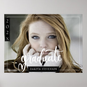 Póster Graduación mínima de fotos en blanco y negro