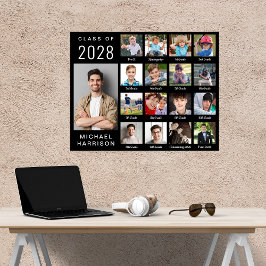 Póster Graduación moderna 17 Collage de fotos negro