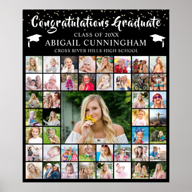 Póster Graduación moderna 45 Collage de fotos Confetti Pe (Frente)