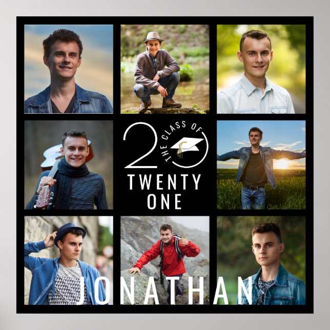 Póster Graduación moderna Clase Año 8 Nombre de Collage d (Frente)