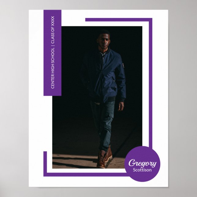 Póster Graduación moderna de foto morada (Frente)