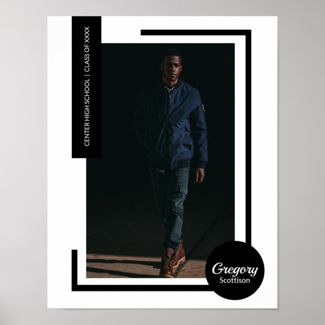 Póster Graduación moderna de foto negra (Frente)