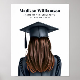 Póster Graduación moderna personalizada Graduada mujer