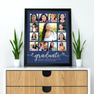 Póster Graduación naval K-12 Collage de fotos de escritur