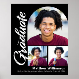 Póster Graduación Negra 3 Foto Arco Negrita Escritura Bla