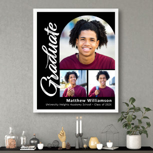 Póster Graduación Negra 3 Foto Negrita Arco Escritura Bla