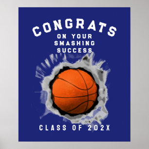 Póster Graduación nocturna senior de baloncesto