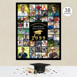 Póster Graduación Oro Negro Felicidades 38 Collage de Fot