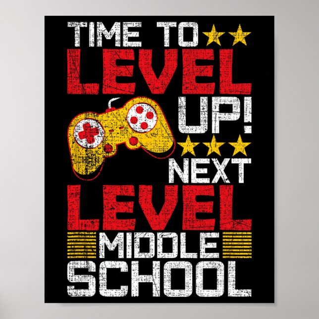 Póster Graduación para videojugador de secundaria de nive (Frente)