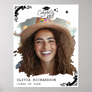 Póster Graduación Personalizada Elegante Guión Estrellas 
