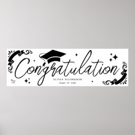 Póster Graduación Personalizada Letra Elegante Estrellas 