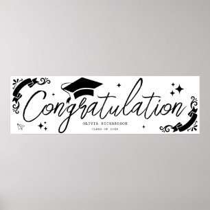 Póster Graduación Personalizada Letra Elegante Estrellas 