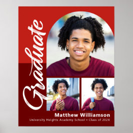 Póster Graduación Roja 3 Foto Guión de arco negrita Minim