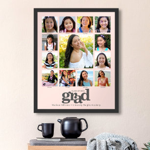 Póster Graduación rosa Rubor K-12 Collage de fotos modern