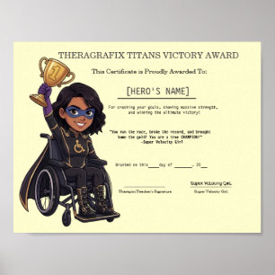 Póster Graduación Trofeo Súper Héroe de Terapia Pediátric