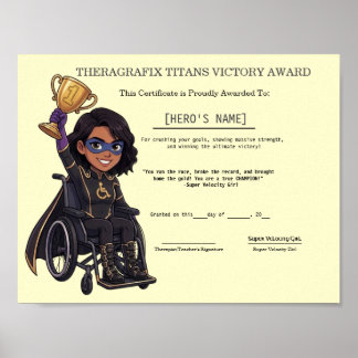Póster Graduación Trofeo Súper Héroe de Terapia Pediátric