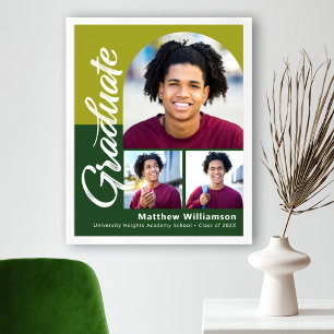 Póster Graduación Verde 3 Foto Negrita Arco Escritura Mod