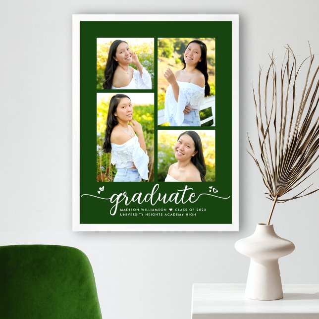 Póster Graduación Verde 4 Foto Script Corazón Moderno Fem (Subido por el creador)