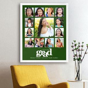 Póster Graduación Verde K–12 Colaje de Fotos Negrita Mode