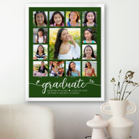 Graduación verde K-12 Collage de fotos guión moder
