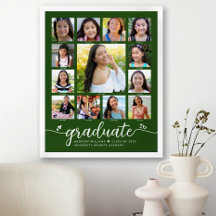 Graduación verde K-12 Collage de fotos guión moder