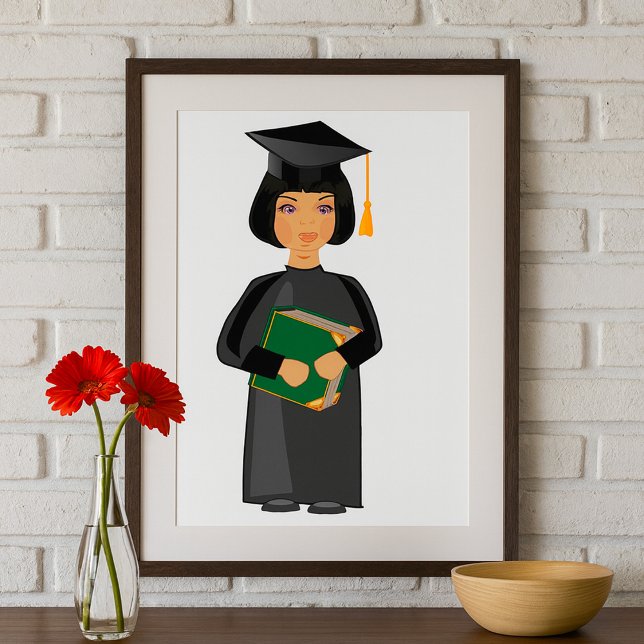 Póster Graduada con Gorra y Toga Negras (Subido por el creador)