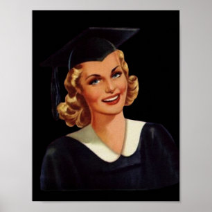 Póster Graduada de Vintage College