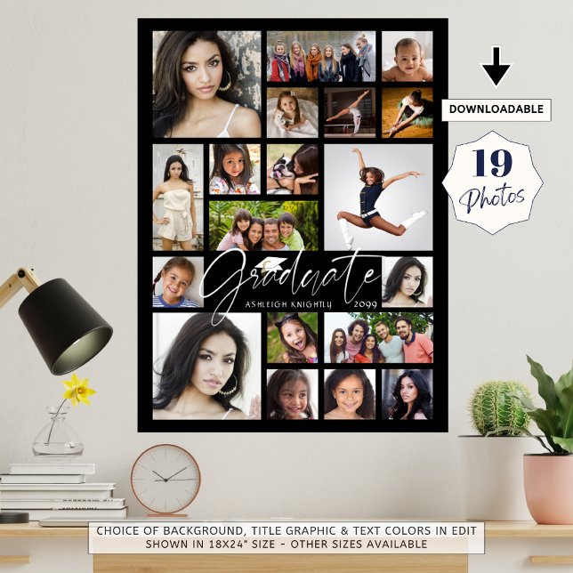 Póster Graduado 19 guión de Collage de fotos Blanco negro (Subido por el creador)