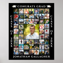 Póster Graduado 55 Collage de Fotos Felicidades Graduado