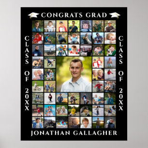 Póster Graduado 55 Collage de Fotos Felicidades Graduado