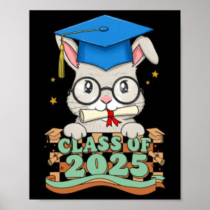 Póster Graduado Cl De Conejo De 2025 Niños Mujeres Gradua