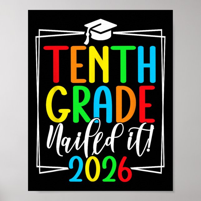 Póster Graduado de 10º grado 2026 Estudiante de segundo a (Frente)