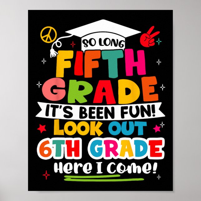 Póster Graduado de 5° Grado Niños Chicas Ki (Frente)