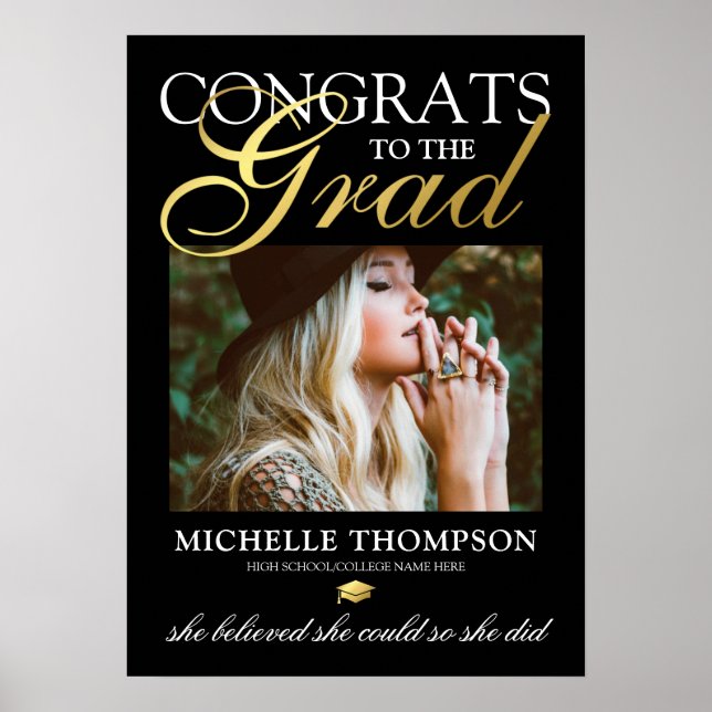 Póster Graduado de Black Gold Congrats (Frente)