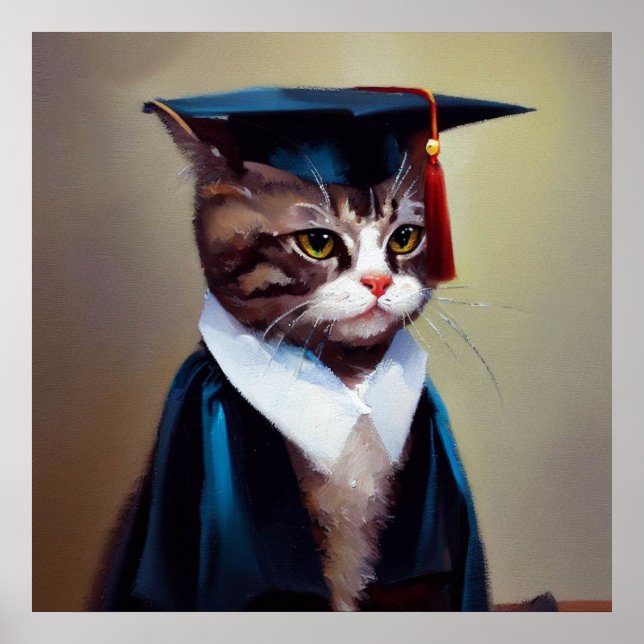 Póster Graduado de gato (Frente)