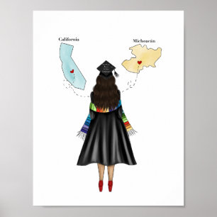Póster Graduado de Latina con dos Estados Graduación