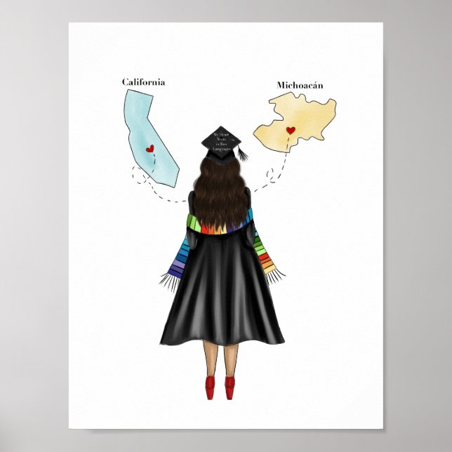 Póster Graduado de Latina con dos Estados Graduación (Frente)