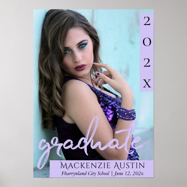 Póster Graduado de Lavender | Moda Púrpura Foto Keepsake (Frente)