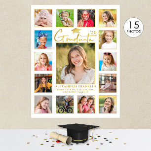 Póster Graduado Moderno Gold 15 Colaje de Fotos