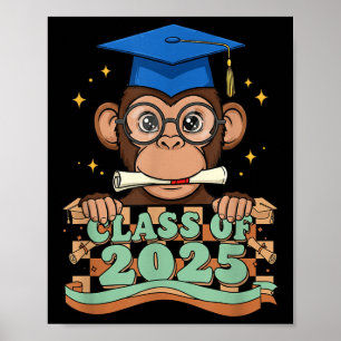 Póster Graduado Mono Cl De 2025 Niños Mujeres Gradua