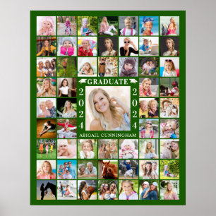 Póster Graduado Verde 55 Exposición de Colaje de Fotos Re